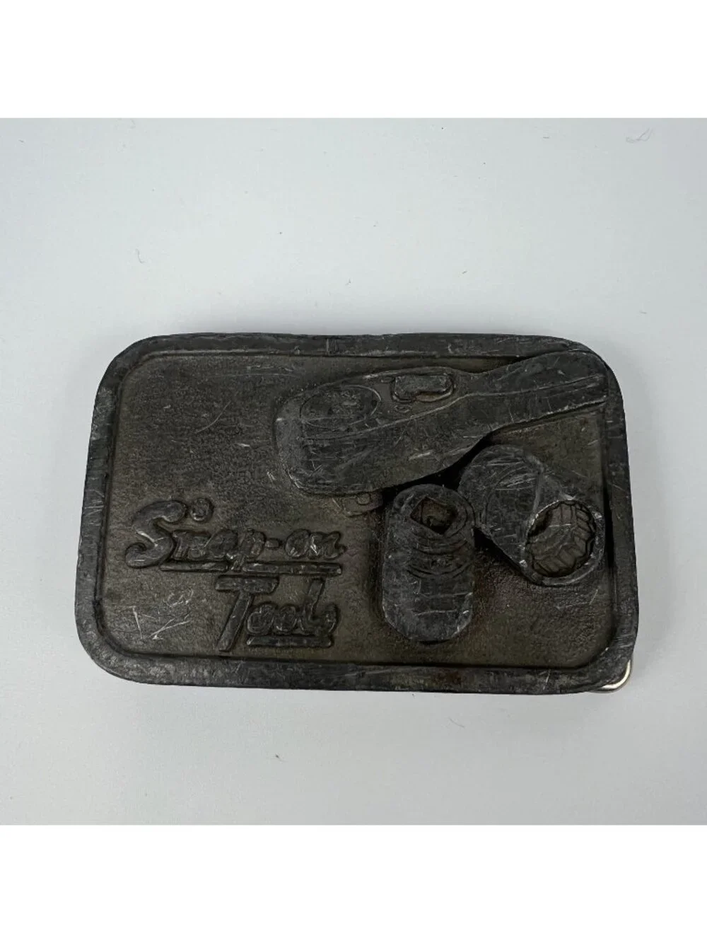 Vintage Snap-on Tools Pewter Belt Buckle – Ratchet & Sockets “Hit Line”
